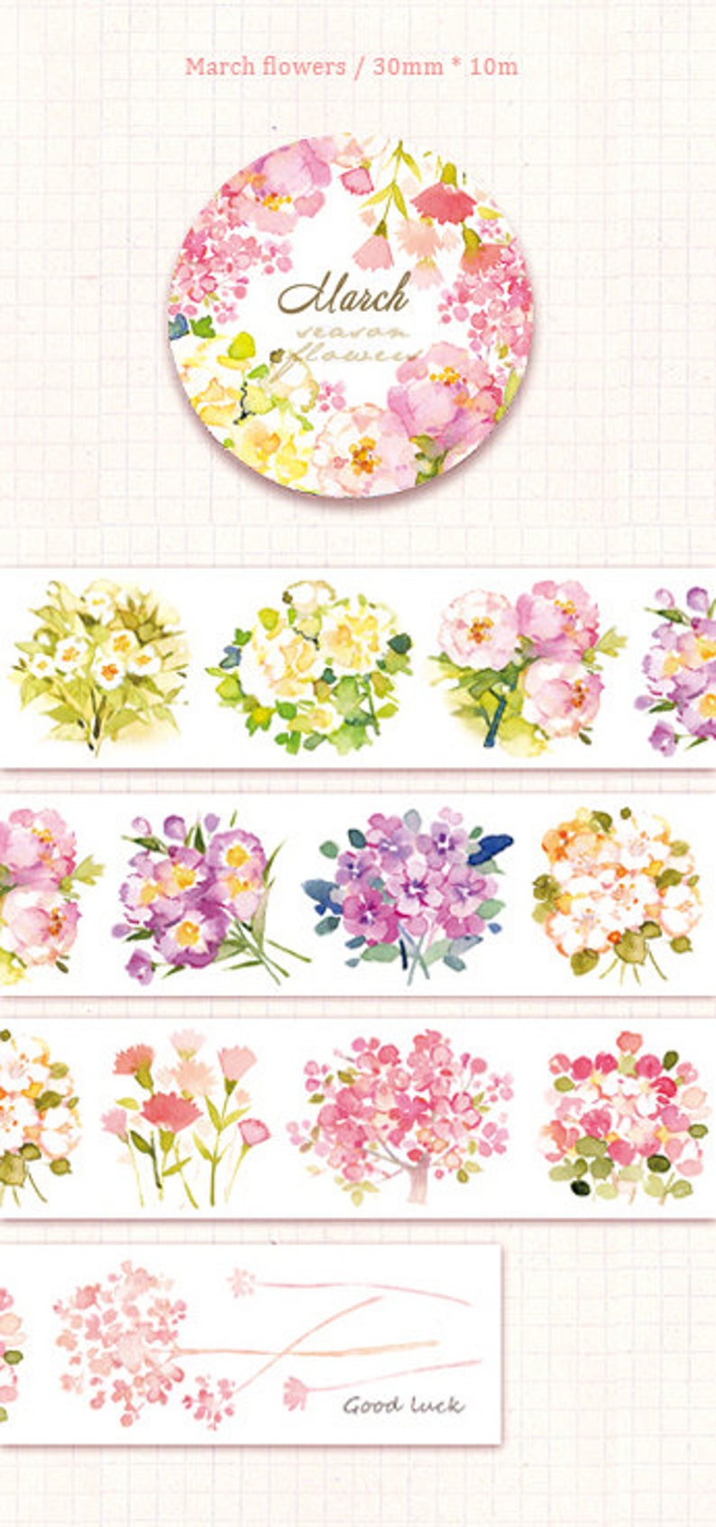 February or March Flowers Pick 1 : January 1 Roll Limited Edition Washi Tape