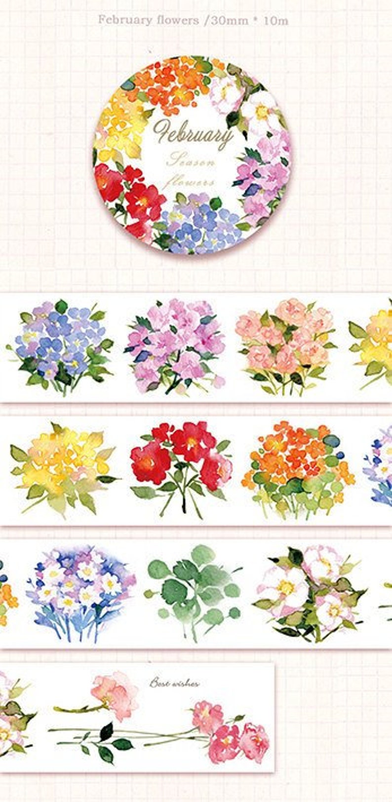 February or March Flowers Pick 1 : January 1 Roll Limited Edition Washi Tape