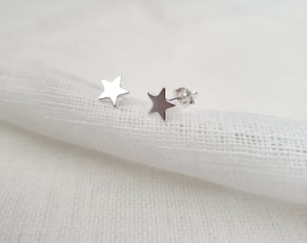 Orecchini a bottone a forma di stella in argento sterling 925, mini stella da 6 mm