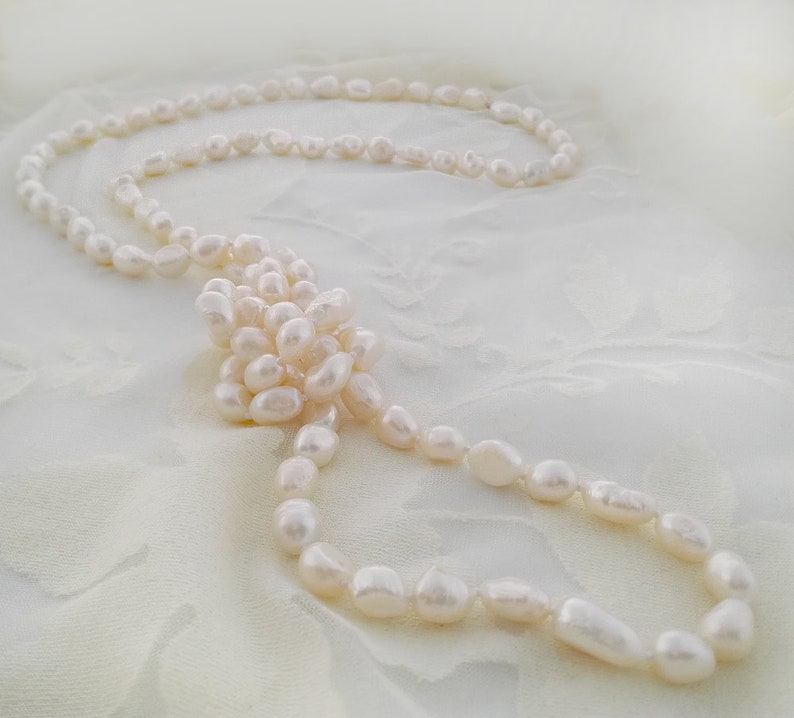 122 cm pearl necklace real freshwater cultured pearls Ø 8-9 mm endless chain endless chains image 3