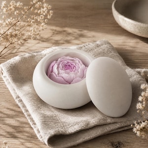 Room fragrance stone, small peony flower, pink and white, hand-painted decorative tin, aroma stone, air freshener diffuser/fragrance stones, gift