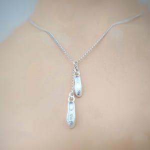 Pair of ballet ballet shoe necklace charm ballerina shoes gift dancer Y chain, solid real 925 silver 38 - 60 cm in desired length