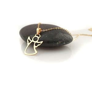 Halskette echt Gold 333 8k mit Schutzengel als Glücksbringer, Engel Kette, Goldkette, Gliederkette, Schmuck Länge von 38 bis 50 cm