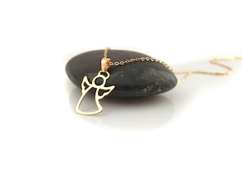 Necklace real gold 333 8k with guardian angel as lucky charm, angel chain, gold chain, link chain, jewelry length from 38 to 50 cm