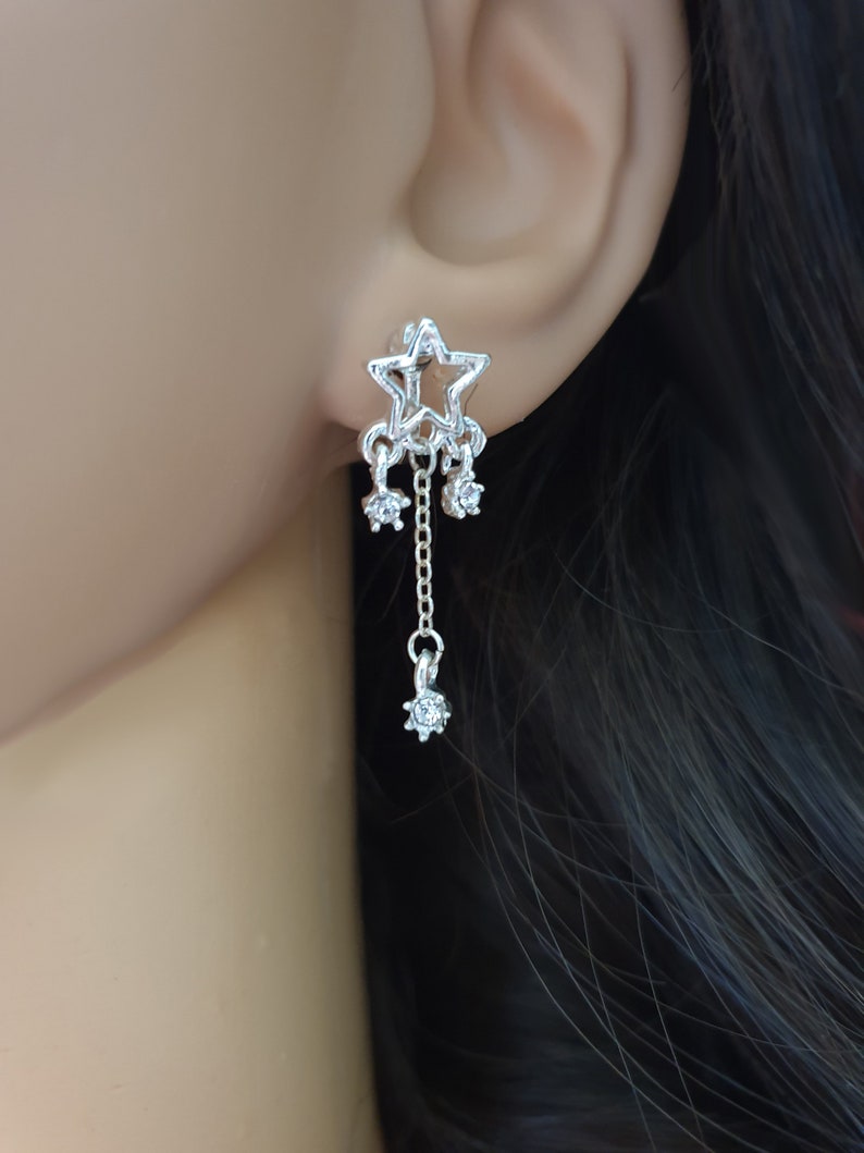Star Ear Clips, Crystal Clip, Earring Earrings, Star Ear Clip Jewelry, Do Not Pierce Ear Holes image 1