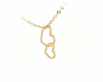 Pendant real gold 333 8k with 2 hearts as a lucky charm heart, jewelry