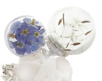 Dandelion & forget-me-not | Wish necklace | blue flowers blossom necklace jewelry, gift | Wish | wish | Wishes |Dry flowers