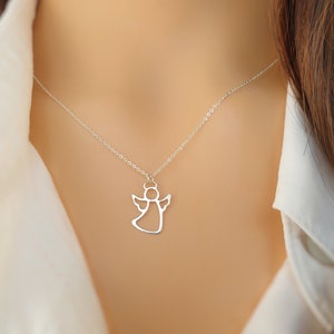 Angel necklace guardian angel chain in real 925 sterling silver simple delicate necklace