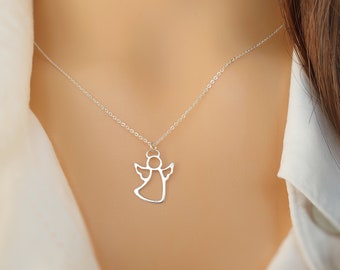 Angel necklace guardian angel chain in real 925 sterling silver simple delicate necklace