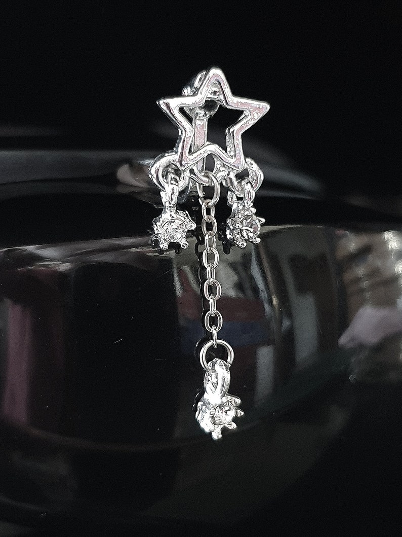 Star Ear Clips, Crystal Clip, Earring Earrings, Star Ear Clip Jewelry, Do Not Pierce Ear Holes image 4