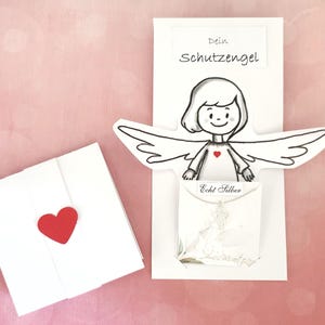 Angel Guardian Angel Necklace Real Silver l Greeting Card | Love Card Gift Personalized | Hug Card | Delicate Chain Sterling Silver