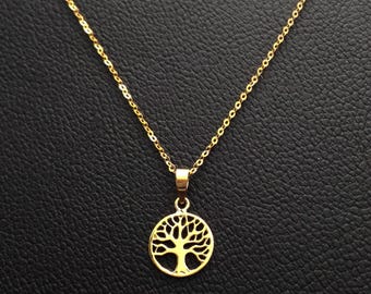 Real gold 333 8k tree of life chain solid chain 38 - 50 cm 333 gold chain anchor 1 mm link chain necklace jewelry
