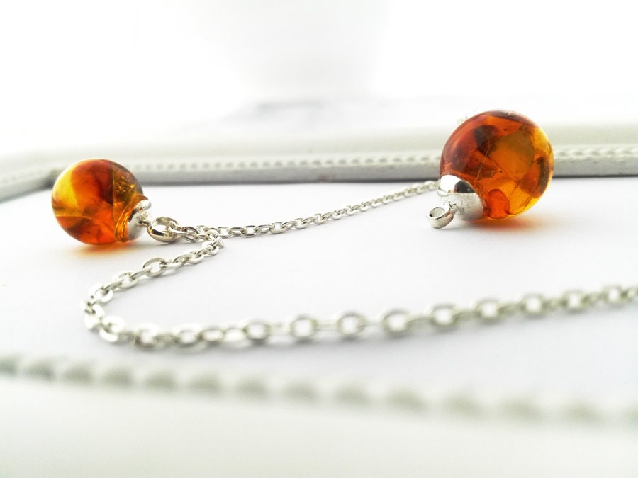 Collier En Ambre Naturel Avec Pendentif En Argent Massif 925 - Longueur 45 Cm - Création Maison Made In France