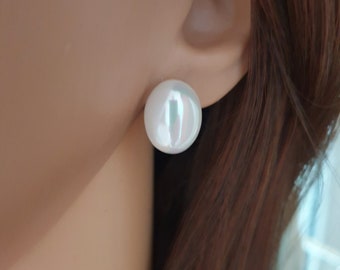 Ear clips, pearl oval clip, earring earrings, ear clip jewelry, no piercing of ears