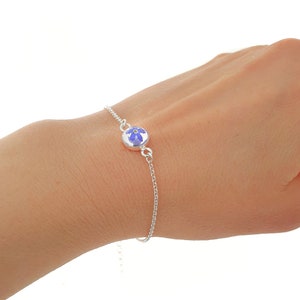 Forget-me-not cabochon bracelet 925 silver mini resin Ø 8 mm flowers flowers jewelry personalization souvenir gifts girlfriend mother