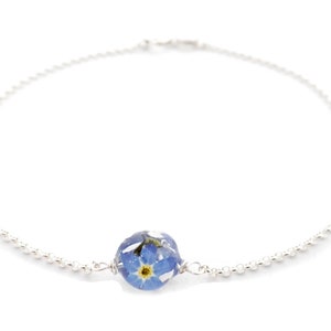 Bracelet real 925 silver forget-me-not mini ball resin Ø 8 mm blossoms flowers jewelry personalization souvenir gifts girlfriend mother