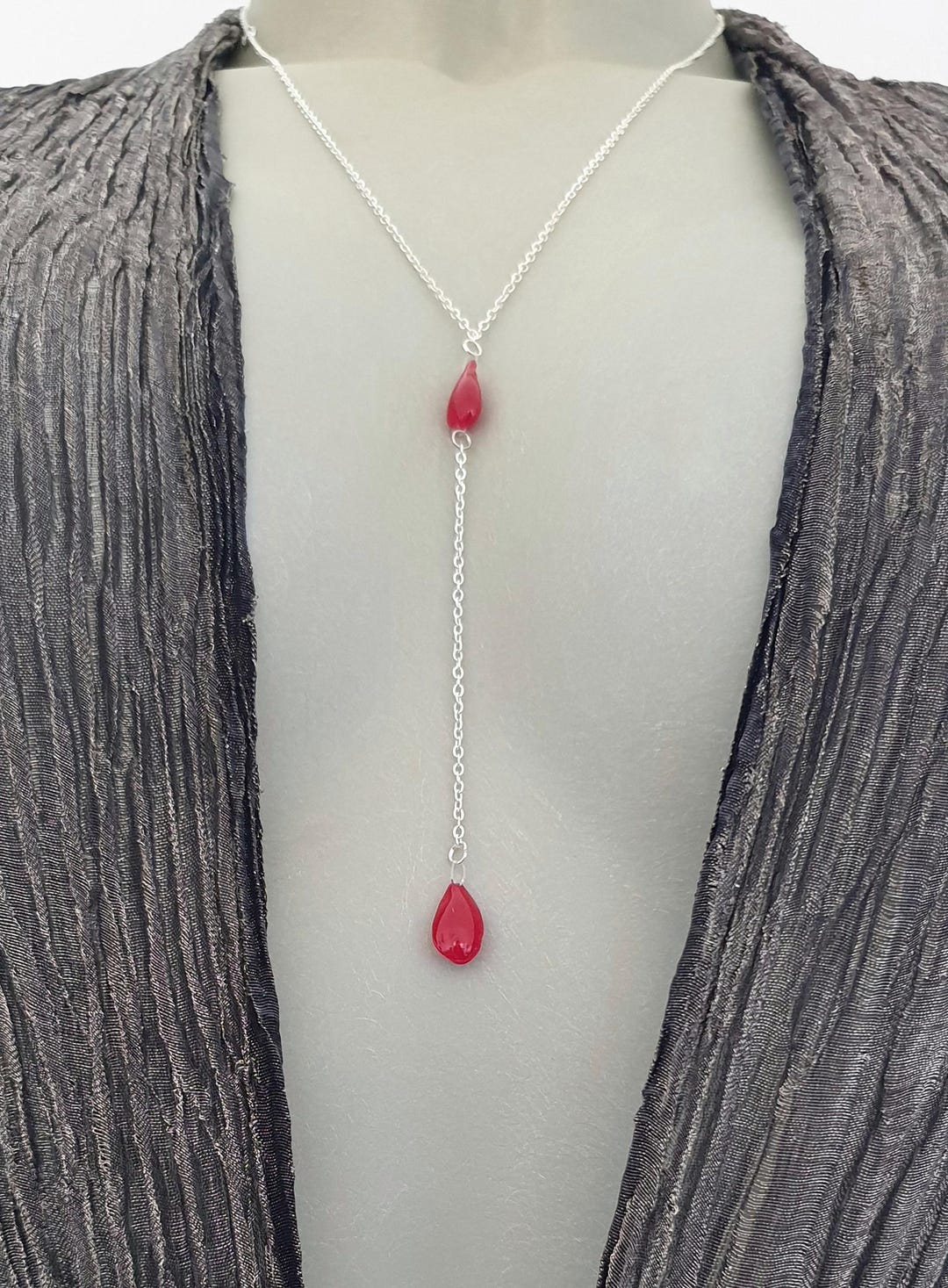 Blood Drop Necklace Halloween Y-chain Lariat - Red Drop Pendant Vampire ...