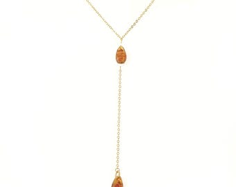 Colar de âmbar com pingente em forma de gota • Colar delicado em camadas • Joias de âmbar • Damas de honra • Presente