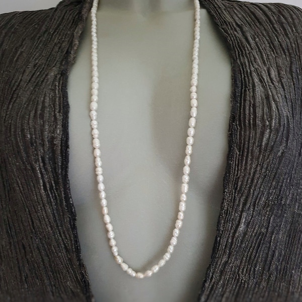 90 cm Perlenkette Endloskette echte Süßwasser Zuchtperlen Ø 8-5 mm  Endlosketten