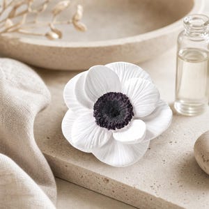 Duftstein Anemone Blüte Blume Handarbeit für Duftöl, Raumduft, weiße Anemonen Dekoblumen
