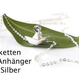 Chain boat ship origami paper boat paper ship sailboat solid real 925 sterling silver necklace maritime, 38 - 60 cm desired length