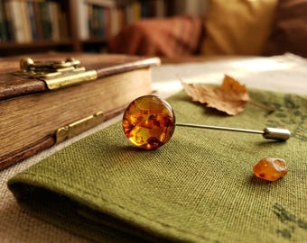 Amber speld / speldbroche / trouwbroche / reversspeld cadeau / reversspeld voor getuige / dasspeld