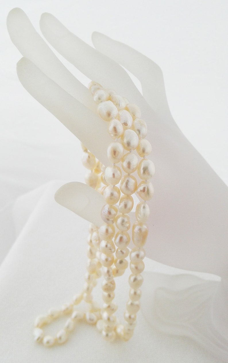122 cm pearl necklace real freshwater cultured pearls Ø 8-9 mm endless chain endless chains image 4