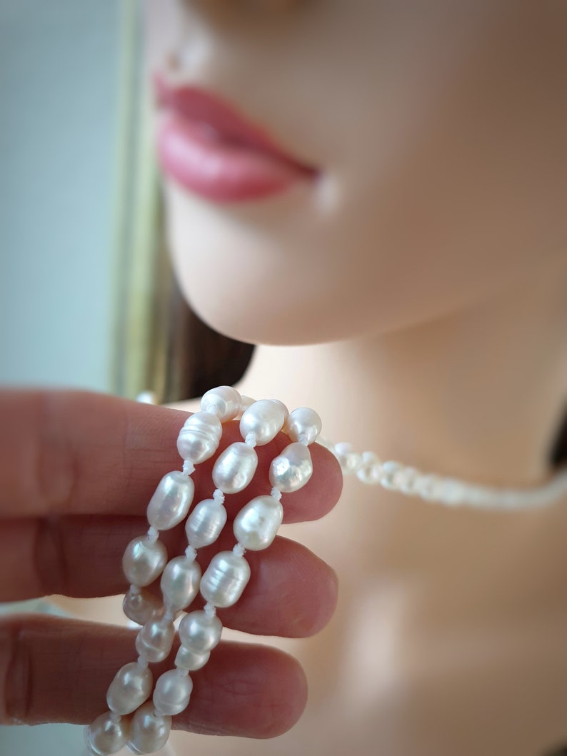 122 cm pearl necklace real freshwater cultured pearls Ø 8-9 mm endless chain endless chains image 6