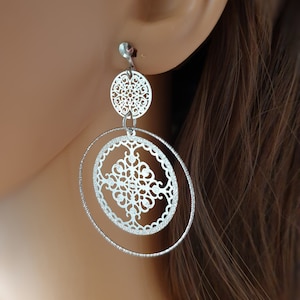 Ohrclip, lange Silber / Gold runde Ohr Clip, hängend, Ultra leichte Ohrclips, Clips Schmuck | keine Ohrlöcher durchbohren | clip on earring