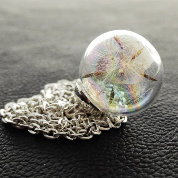 magic chain rainbow wish ball, puff flower Wish Fairy Rainbow genuine 925 sterling silver pustules necklace 38 - 60 cm