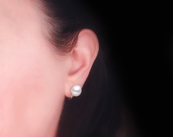 véritable perle d'eau douce boucle d'oreille perle clip clips fermoir boucles d'oreilles perle clips perle blanc