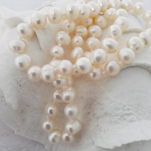 122 cm pearl necklace real freshwater cultured pearls Ø 8-9 mm endless chain endless chains image 2
