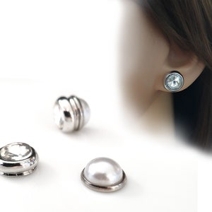 Magnet Ear Clips, Reversible Crystal Pearl Clips, Reversible Ear Clip Earring, No Piercing Jewelry, No Ear Holes Magnetic Earrings