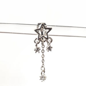 Star Ear Clips, Crystal Clip, Earring Earrings, Star Ear Clip Jewelry, Do Not Pierce Ear Holes image 2