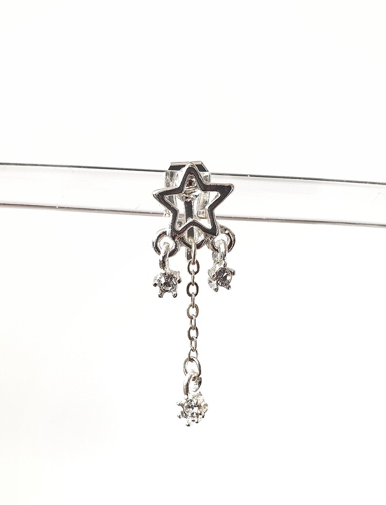 Star Ear Clips, Crystal Clip, Earring Earrings, Star Ear Clip Jewelry, Do Not Pierce Ear Holes image 2