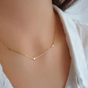 3 stars necklace 925 sterling silver, gold plated necklace, gold star charm, pendant jewelry