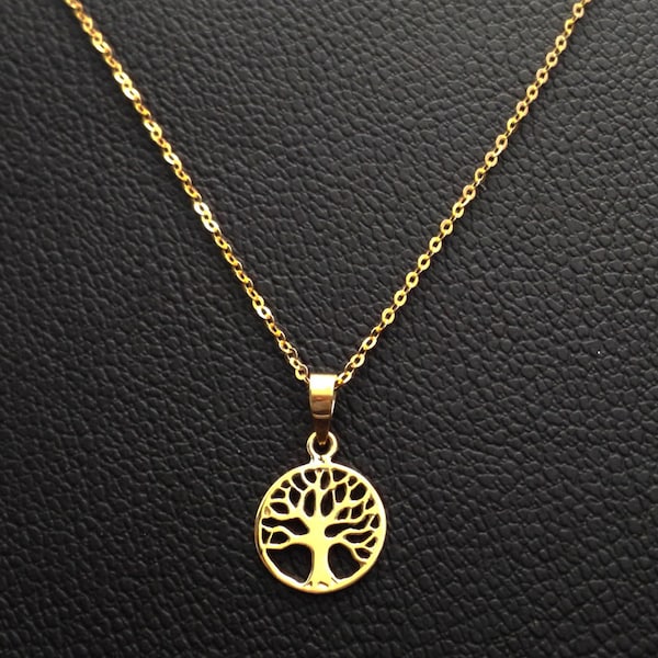 real gold 333 8k tree of life tree of life chain solid chain 38 - 50 cm 333 gold chain anchor 1 mm link chain necklace jewelry