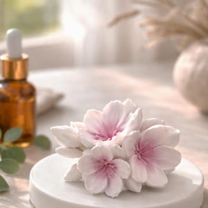 Körsbärsblomsdoftsten | Handgjord blomma för doftolja | Rumsdoft | Rosa körsbärsblomsdekoration | Körsbärsblomsblommor