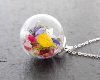 real flowers flowers necklace blue red yellow green, necklace jewelry 45-80 cm Choose your desired length