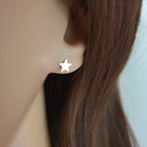 Silber Stern Ohrstecker Silberstern Ohrringe, echt 925 Sterling Silber, mini Star Sternchen 6mm