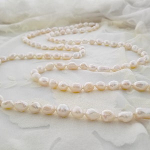 122 cm pearl necklace real freshwater cultured pearls Ø 8-9 mm endless chain endless chains image 1