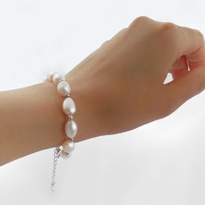 Bracelet real pearls freshwater cultured pearls white pearl bracelet 18 -22 cm, Ø 7- 8 mm pearl pearl jewelry