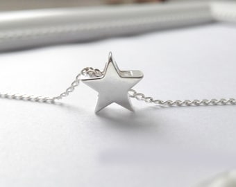 Mini star necklace pendant, made of solid 925 sterling silver, 35-80 cm (choose your desired length). Star necklace, lucky charm jewelry.