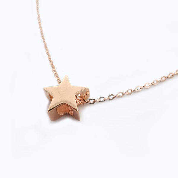 Star Necklace 925 Rose Gold Rose Gold Sterling Silver, Gold Plated Necklace, Sterling Silver Charm, Pendant Jewelry