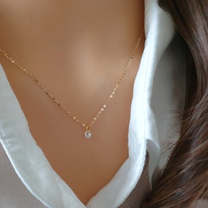 Real Gold 333 8k Zirconia Chain | Dainty CZ Necklace, Solitaire Zirconia Diamond Necklace, Delicate CZ Necklace, Simple Gold Chain