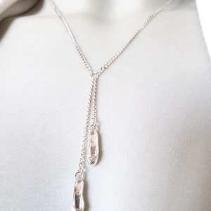 Pair of ballet ballerina shoes Y chain, solid real 925 silver necklace 38 - 60 cm gift dancer, choose the desired length
