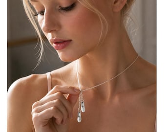 Pair of ballet shoe necklace charm ballerina shoes gift dancer Y chain, solid genuine 925 silver 38 - 60 cm in desired length