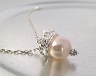 Ketting met witte parelkroon, ketting parels parelketting sieraden
