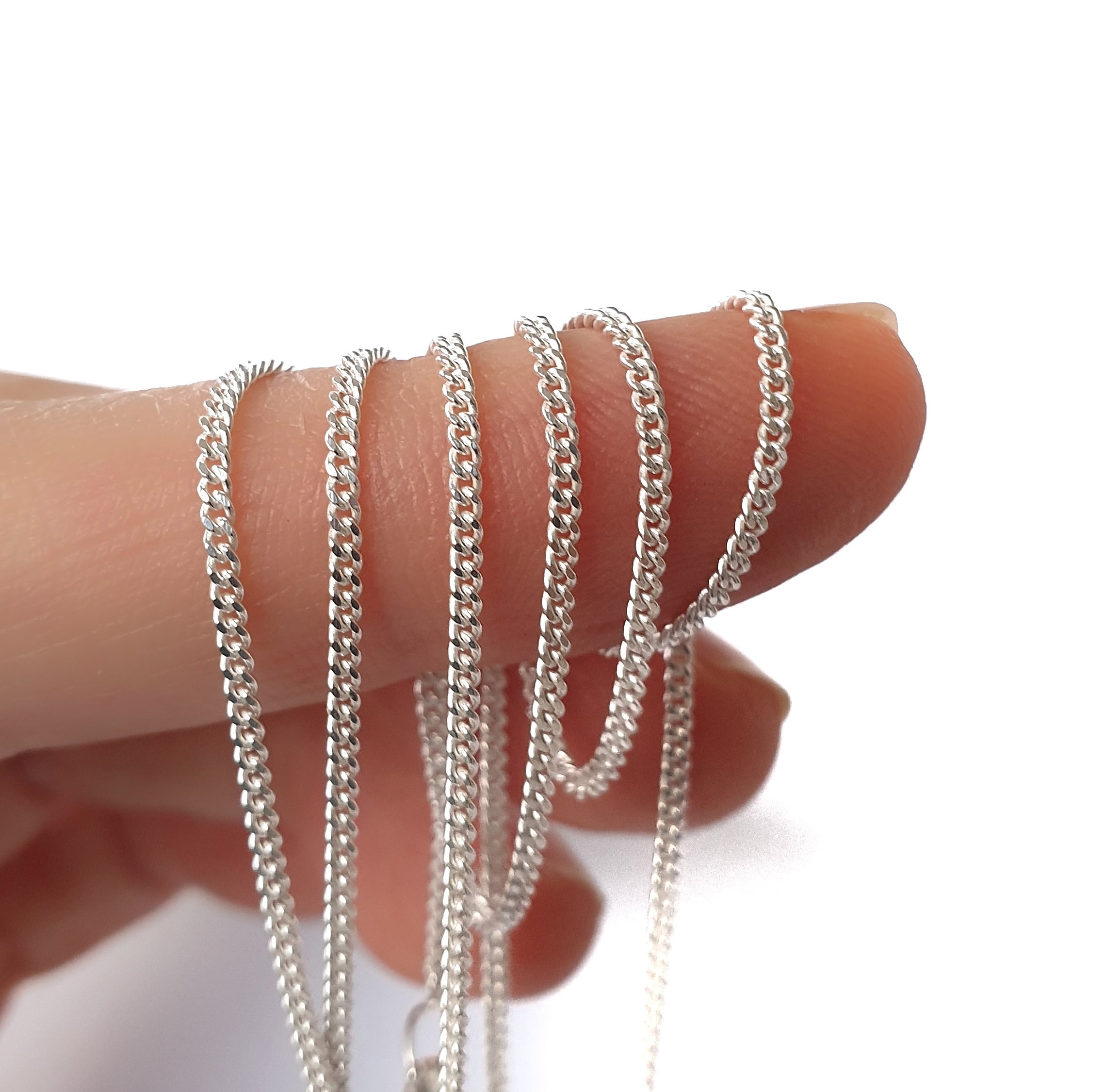 Curb Chain 55 Cm Diamond-cut Sterling Silver 925 - Etsy Canada