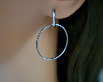 Hoop earrings ring ear clips, circle huggie hoops clip, cuff earring earrings, ear clip, no ear piercing